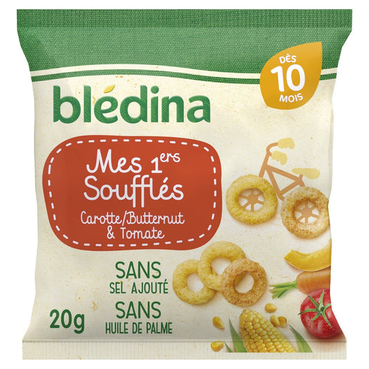 Soufflés Dès 10 Mois Carotte  Butternut et Tomate BLEDINA le paquet de 20g