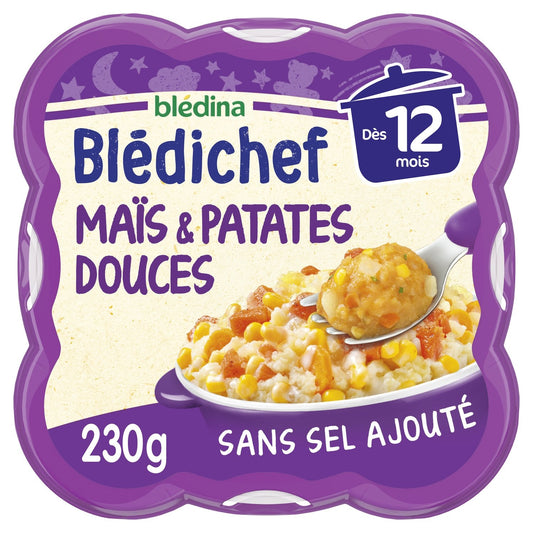 Plat Bébé du Soir Dès 12 Mois Nuit Maïs & Patates Douces au Cumin BLEDINA le pot de 230g