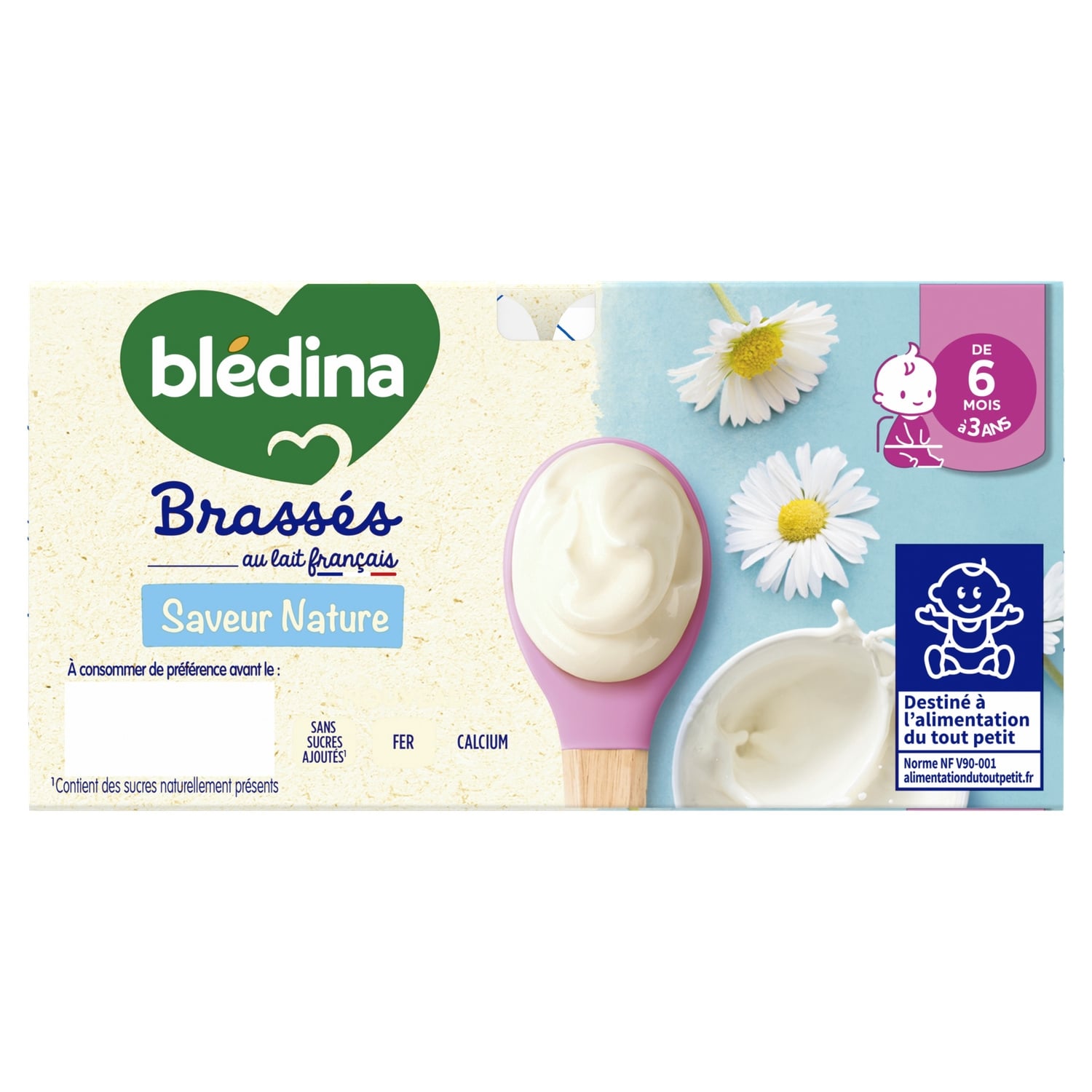 Dessert lacté bébé dès 6 mois Nature Brassés BLEDINA 