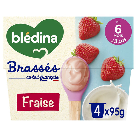Yaourt Brassé Fraise Bébé BLEDINA le paquet de 4x95g