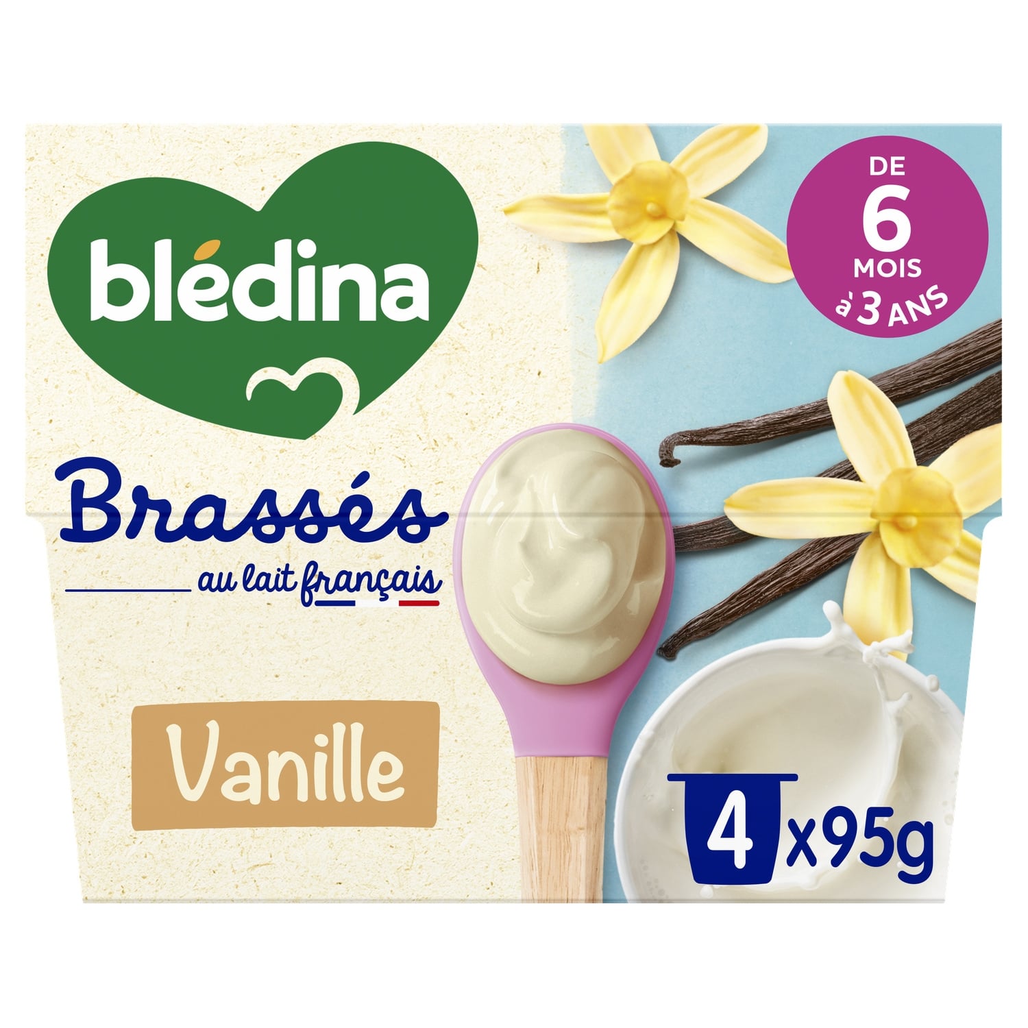 Dessert lacté bébé dès 6 mois Vanille Brassés BLEDINA 