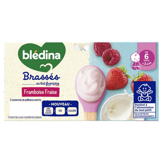 Dessert lacté bébé dès 6 mois Framboise Fraise Brassés BLEDINA 