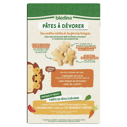 Plat Bébé Dès 15 Mois Pâtes Blé Tendre et Lentilles BLEDINA