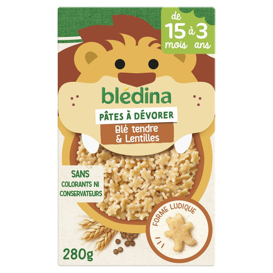 Plat Bébé Dès 15 Mois Pâtes Blé Tendre et Lentilles BLEDINA le paquet de 280g