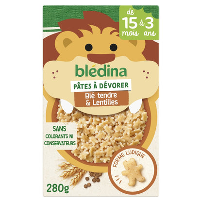 Plat Bébé Dès 15 Mois Pâtes Blé Tendre et Lentilles BLEDINA