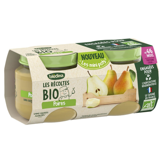 Purée de Fruits Poire Bio Bébé Dès 4/6 Mois BLEDINA les 2 pots de 100g