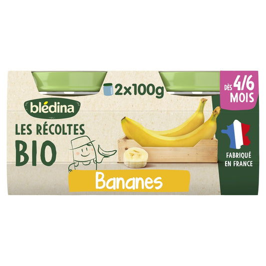 Purée de Bananes Bio Dès 4-6 Mois BLEDINA les 2 pots de 100g