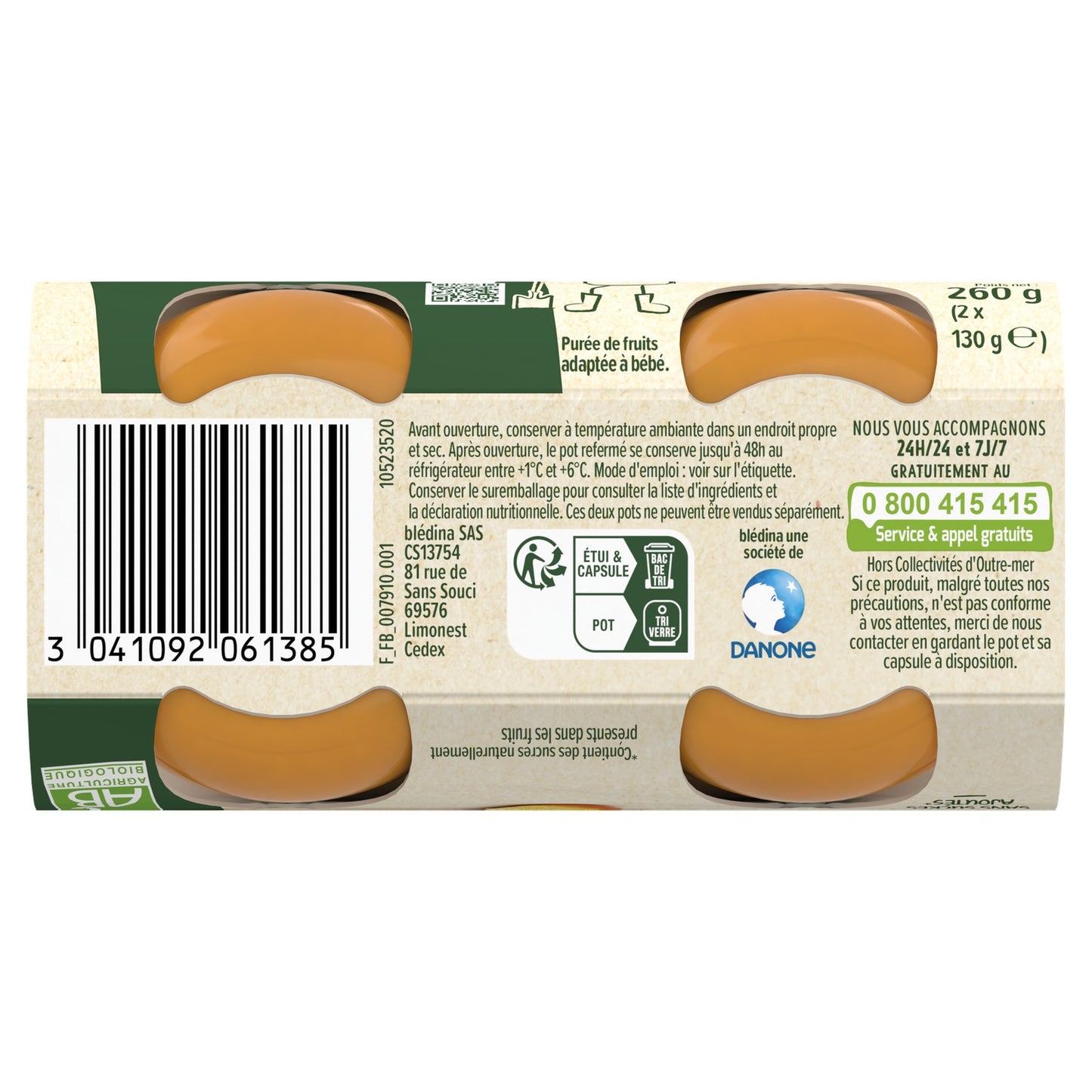 BLEDINA Baby Fruit Puree Apples Apricots From 4/6 Months