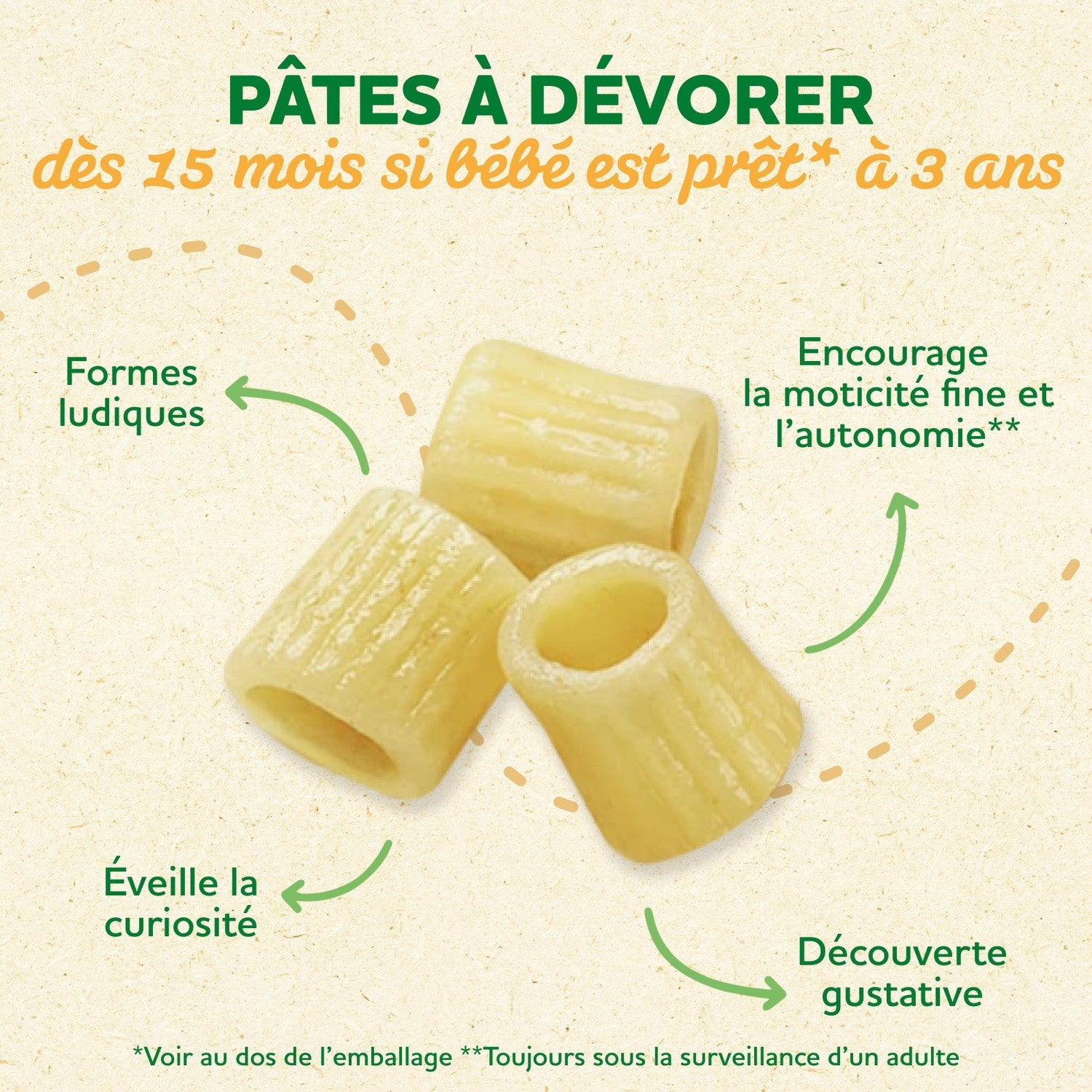 Pâtes à dévorer de 15 mois à 3 ans Blé Tendre Petits Pois BLEDINA 