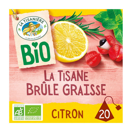 Infusion Citron Brûle Graisse Bio LA TISANIERE la boite de 20 sachets