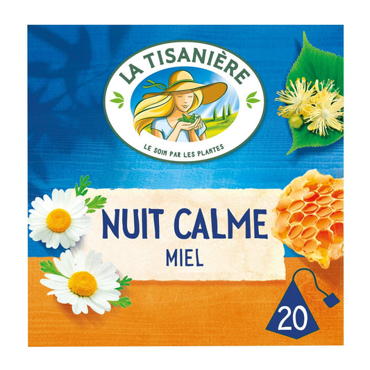 Infusion Miel Nuit Calme LA TISANIERE la boite de 20 sachets