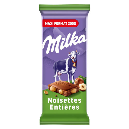 Tablette de Chocolat Lait Noisettes Entières MILKA La tablette de 200 g