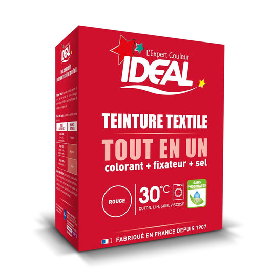 Teinture Textile Tout en Un Rouge IDEAL la boite de 350 g