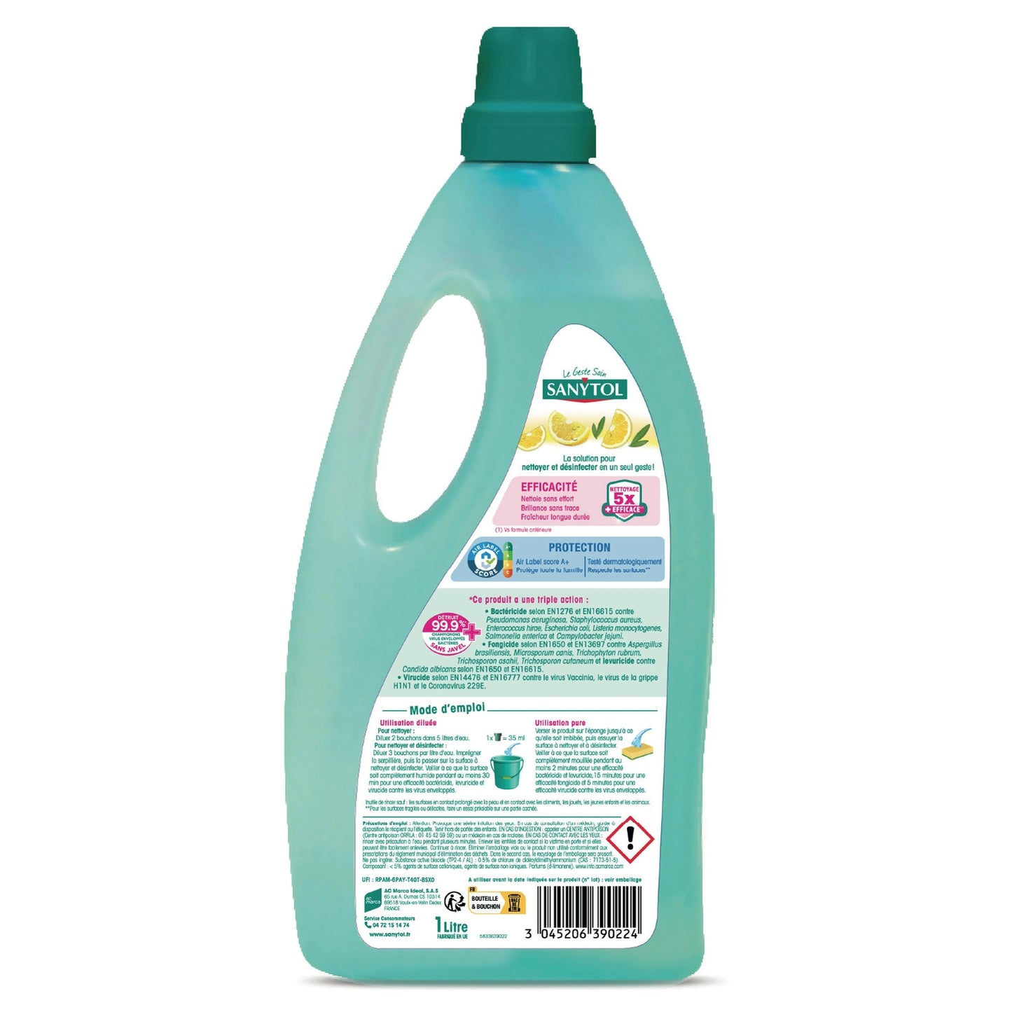 Nettoyant ménager Multi-Surfaces Désinfectant Citron Biodégradable SANYTOL 