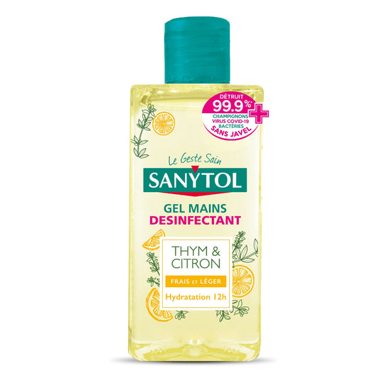 Gel hydroalcoolique Désinfectant Mains Hydratant Thym et Citron SANYTOL 