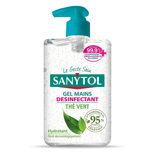 Gel Hydroalcoolique Mains Thé Vert Naturel SANYTOL le flacon de 250mL