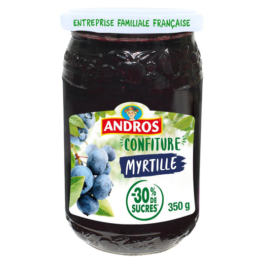 Confiture Myrtille Allégée en Sucres ANDROS le pot de 350 g
