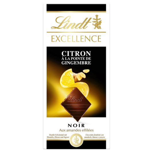 Tablette de Chocolat Noir Excellence Citron Gingembre LINDT La tablette de 100g