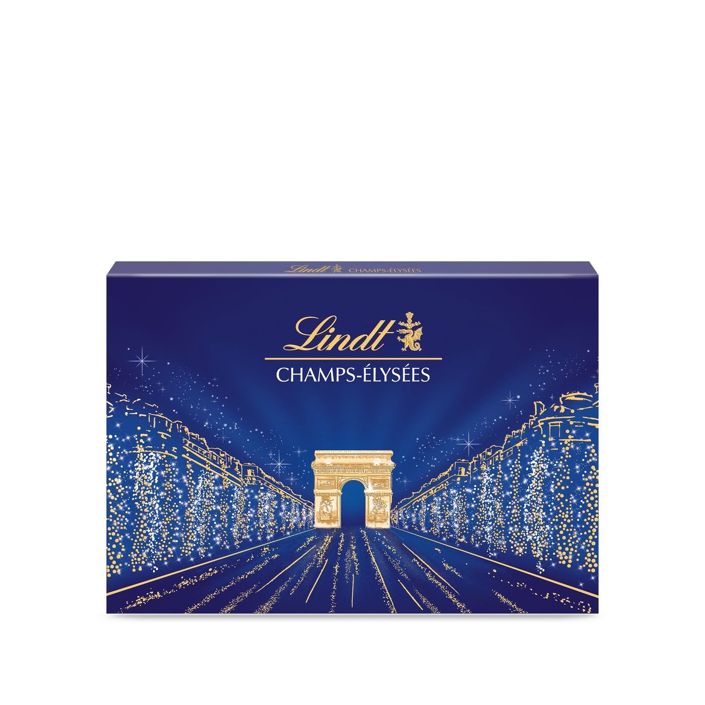 Assortiment de Chocolats Lait, Noir et Blanc, Champs-Elysées LINDT - Gamme de Noël 2025 la boite de 469g