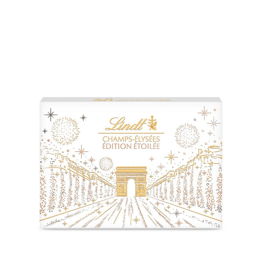Assortiment de Chocolats Lait, Noir et Blanc, Champs-Elysées LINDT - Gamme de Noël 2025 la boite de 475g