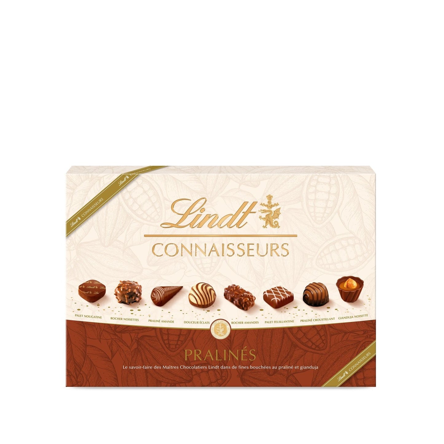 Assortiment de Chocolats Lait Praliné, Lindt Connaisseurs LINDT - Gamme de Noël 2025 la boite de 409g