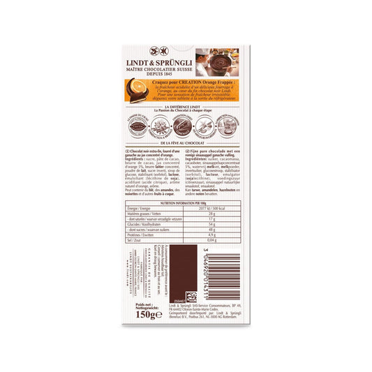 LINDT CREATION Orange Frappée Chocolate Bar