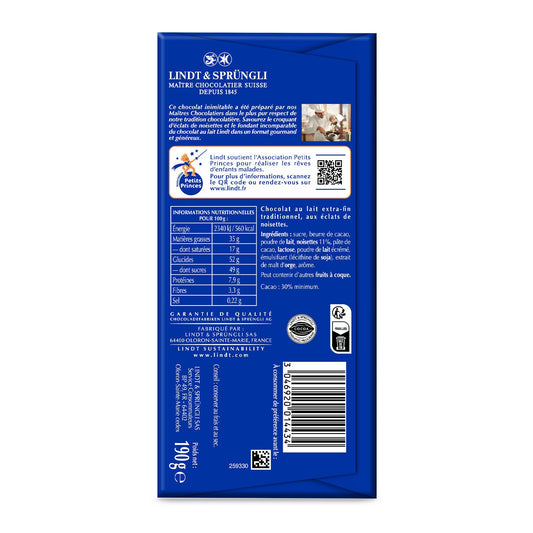 LINDT Hazelnut Milk Chocolate Bar by Maitre Chocolatier