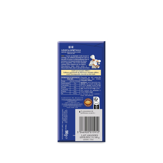 Tablette de Chocolat au Lait Amandes Effilées LINDT 