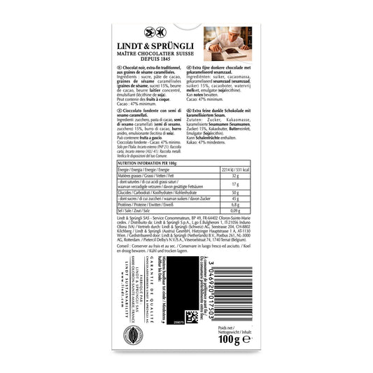 LINDT EXCELLENCE Roasted Sesame Dark Chocolate Bar