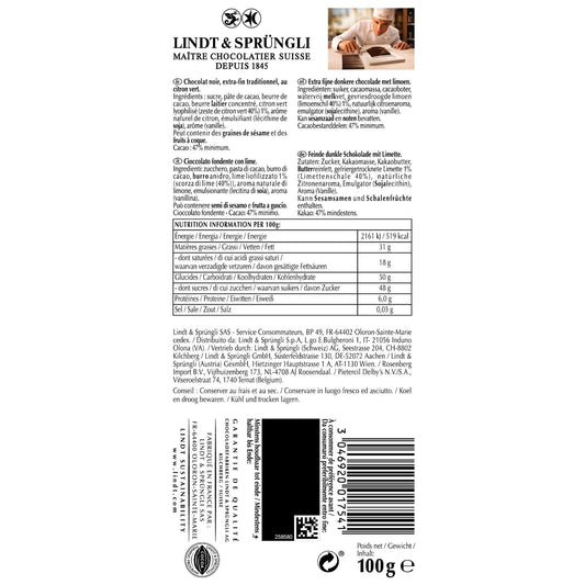Lindt Excellence Lime Dark Chocolate Bar
