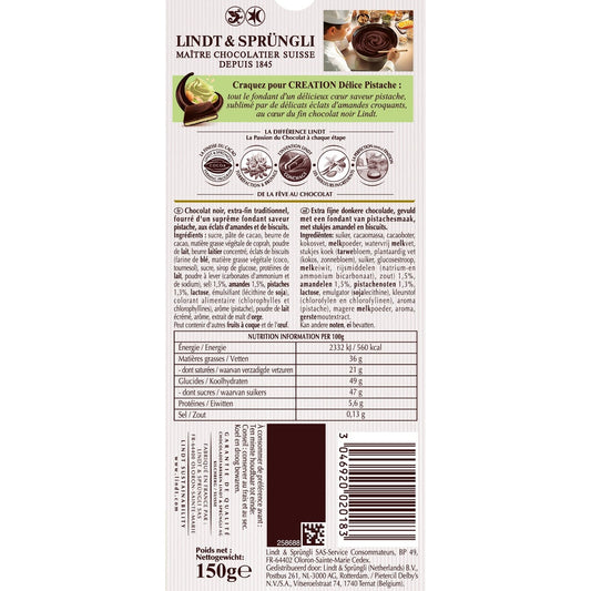 LINDT CREATION Pistachio Delight Dark Chocolate Bar