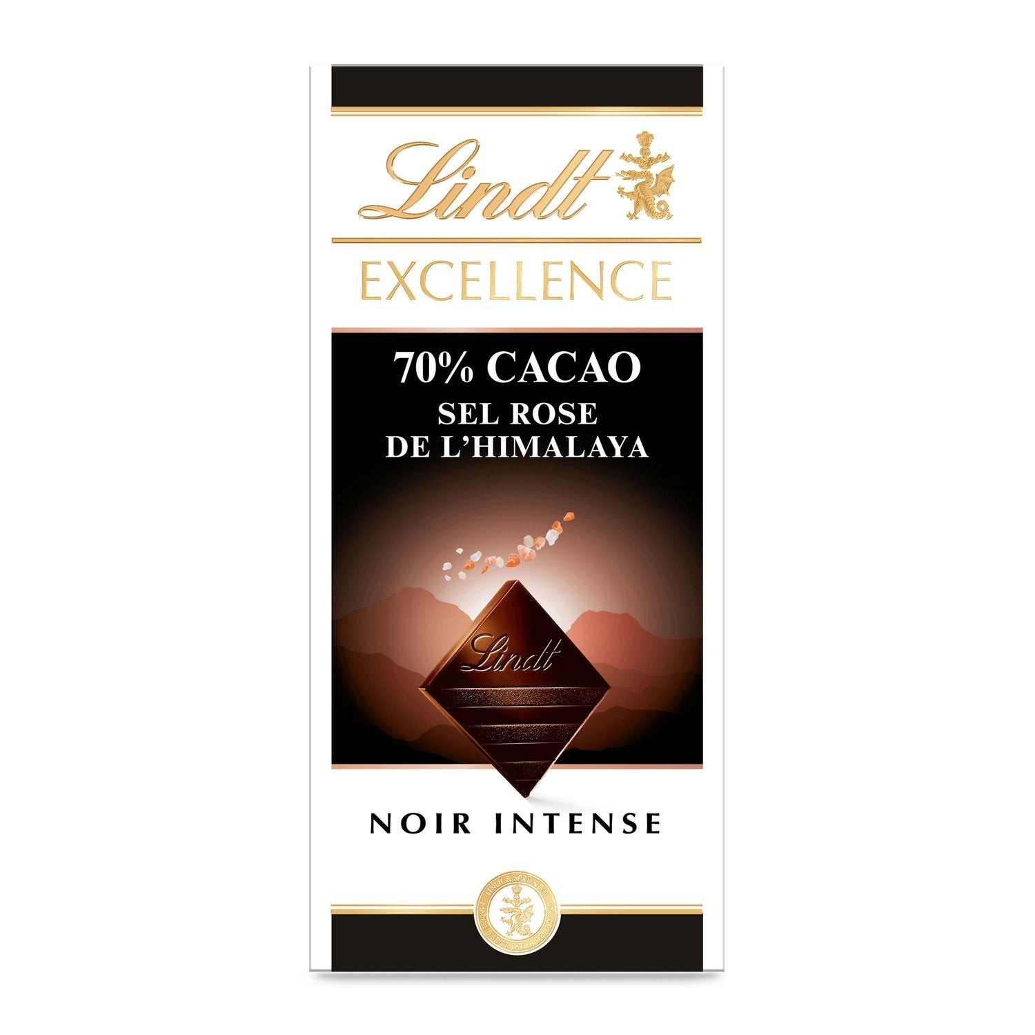 Tablette de Chocolat Noir Cacao Sel Rose de l'Himalaya 70% LINDT La tablette de 100g