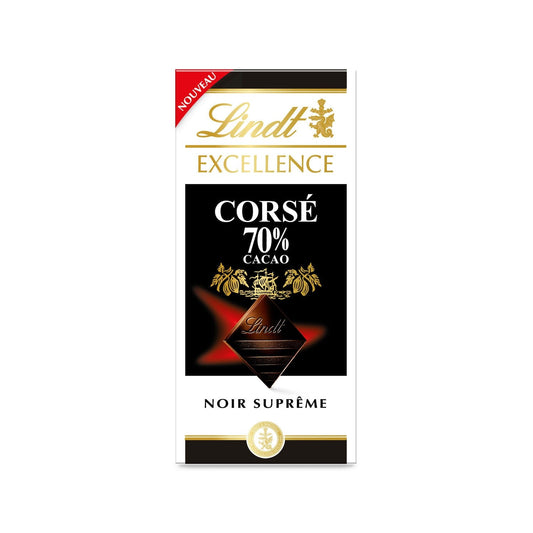 Tablette de Chocolat Noir Corsé Excellence 70% LINDT La tablette de 100g