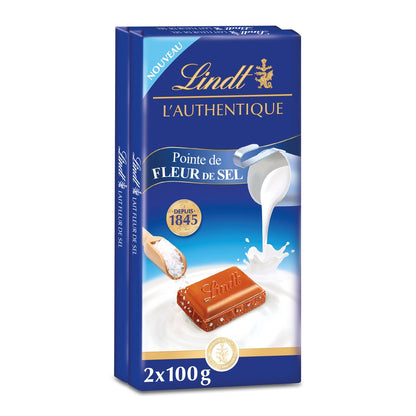 LINDT THE AUTHENTIC Milk Chocolate Bar with Fleur de Sel