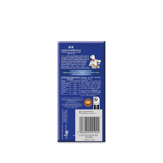 LINDT THE AUTHENTIC Milk Chocolate Bar with Fleur de Sel