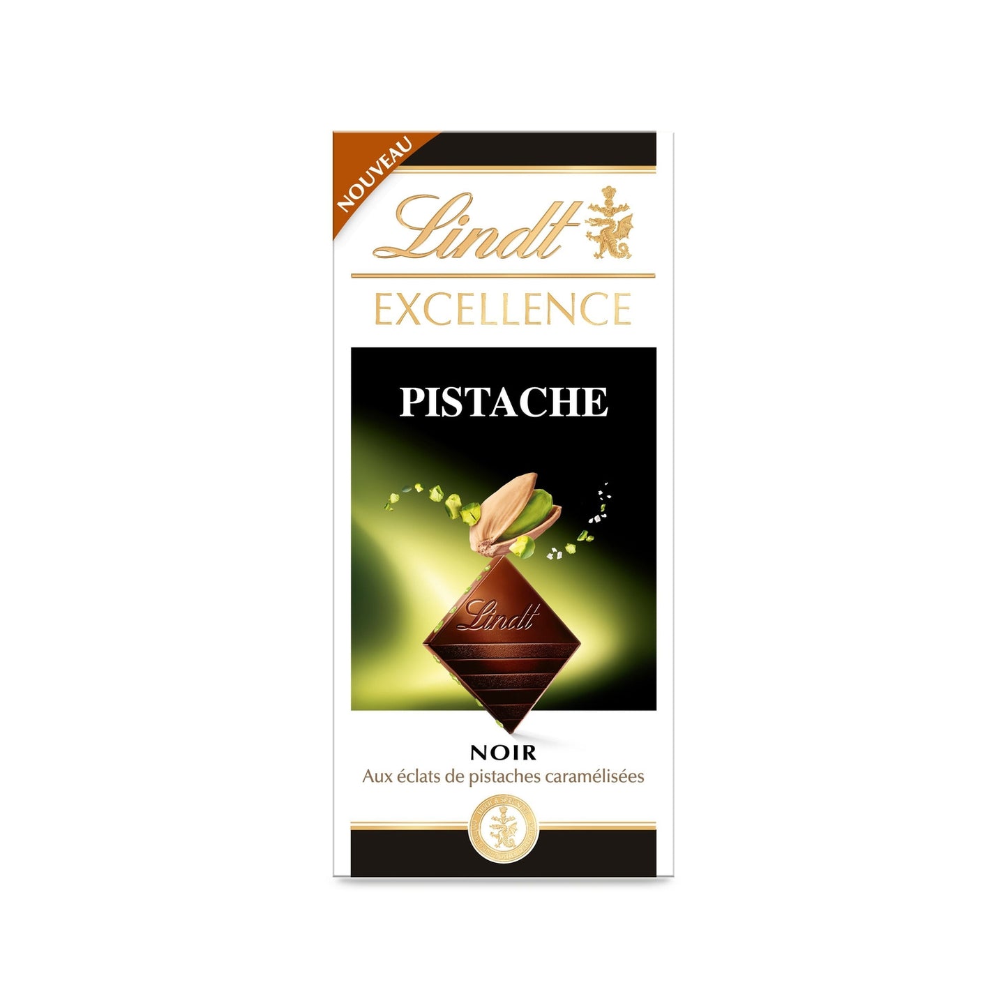 Tablette de Chocolat Noir Excellence éclats de pistaches caramélisées LINDT 