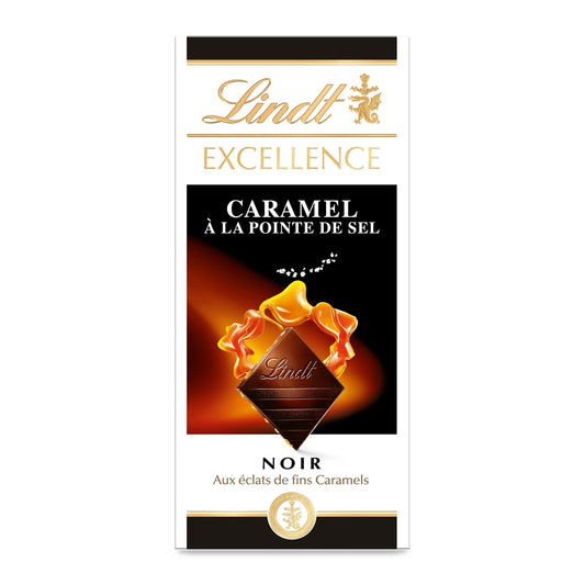 Tablette de Chocolat Noir Excellence Caramel Pointe de Sel LINDT La tablette de 100g