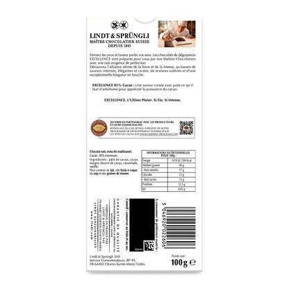 Tablette de Chocolat Noir Puissant 85% Excellence LINDT