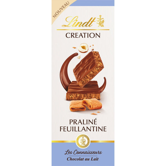 LINDT CREATION Milk Chocolate Praline Feuillantine Bar