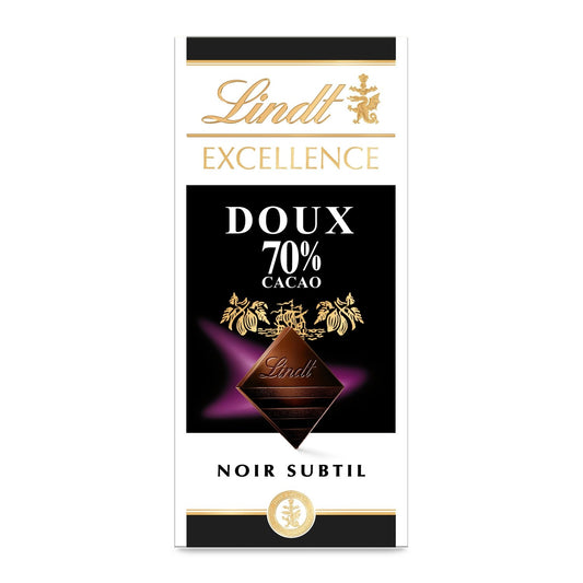 Tablette de Chocolat Noir Doux Excellence 70% LINDT La tablette de 100g