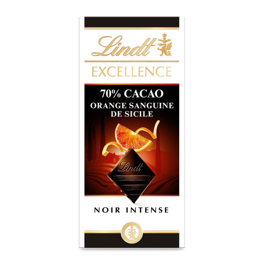 Tablette de Chocolat Noir Excellence 70% Orange Sanguine LINDT La tablette de 100g