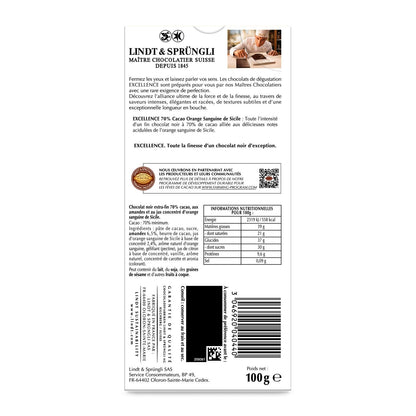 LINDT Excellence 70% Blood Orange Dark Chocolate Bar