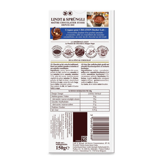 LINDT Rocher Creation Milk Chocolate Bar