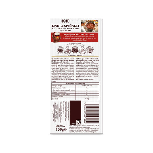 LINDT Irish Coffee Creation Milk Chocolate Bar