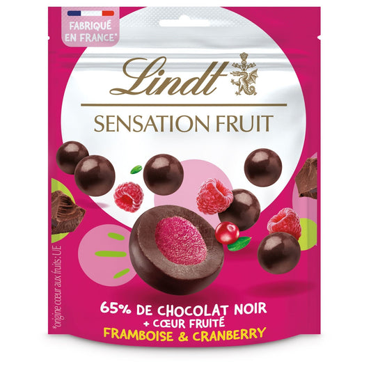 Billes Chocolats Noir Framboise Cranberry LINDT Sachet de 160g