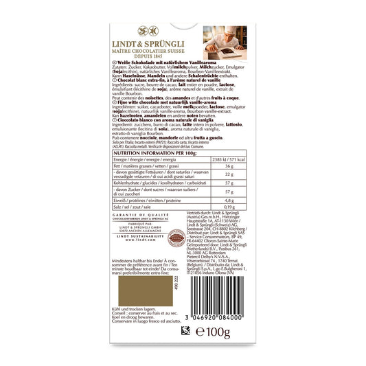 LINDT White Vanilla Chocolate Bar