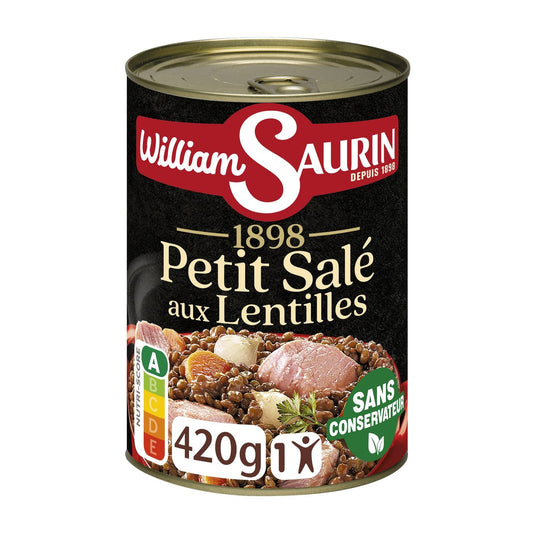 Plat Individuel Petit Salé aux Lentilles WILLIAM SAURIN la boite de 400g