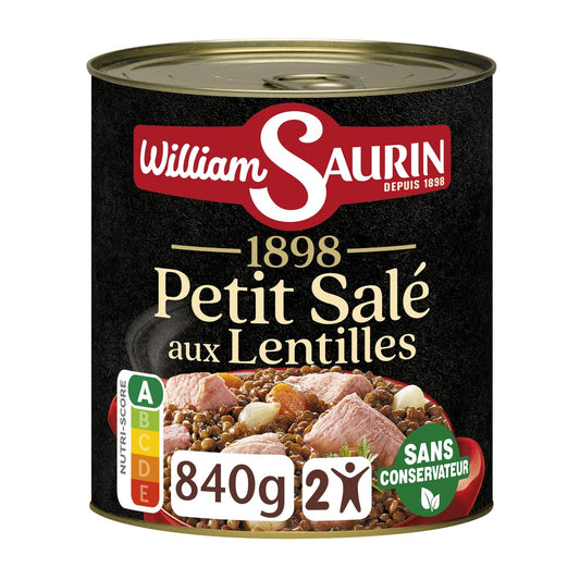 Plat Familial Petit Salé aux Lentilles WILLIAM SAURIN la boite de 840g