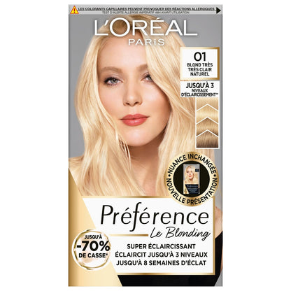 Permanente Haarfarbe 01 Prag Sehr Sehr Hellblond Natürlicher Langanhaltender Glanz Preference L'OREAL PARIS