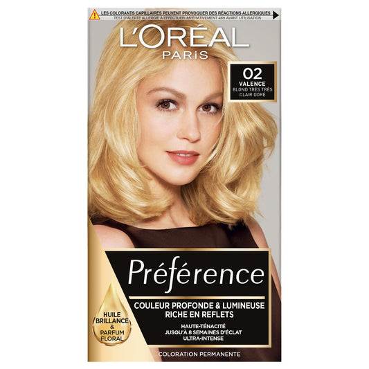Coloration Cheveux Permanente 02 Valence Blond Très Très Clair Doré PREFERENCE